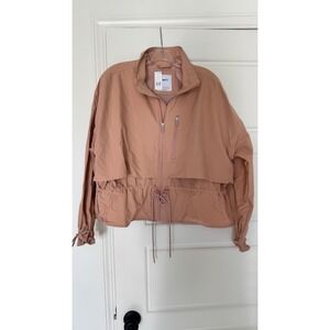 GapFit Women's Cropped Anorak Windbreaker Peach NWT Size L Cinched Waist